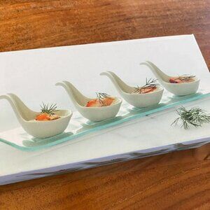 NEW Tapas 5 Appetizer Spoons and tray Serving Set
